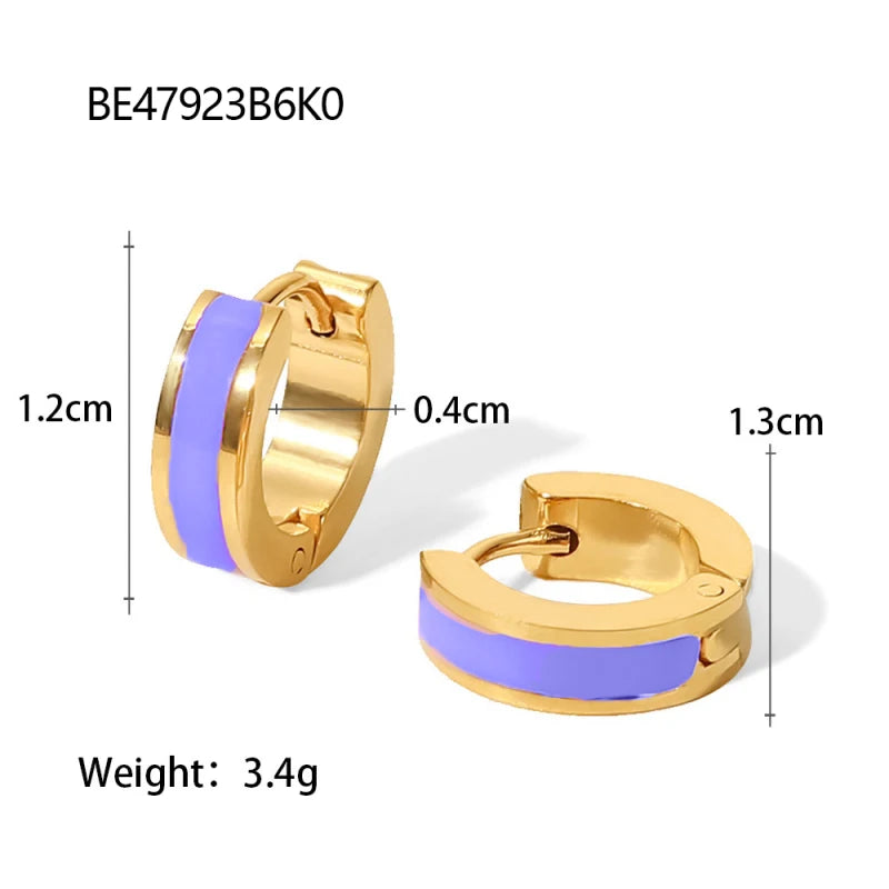 Glamour Jewelry Edelstahl tropfendes Öl schwarz weiß bunte Emaille-Creolen geometrische Emaille-Ohrstecker für Frauen