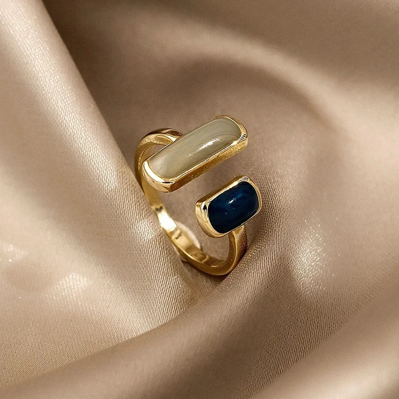 Neue Einstellbare Bunte Tropf Glasur Ring Frauen Mode Retro Geometrische Gold Farbe Metall Ringe Hochzeit Schmuck Geburtstag Geschenk