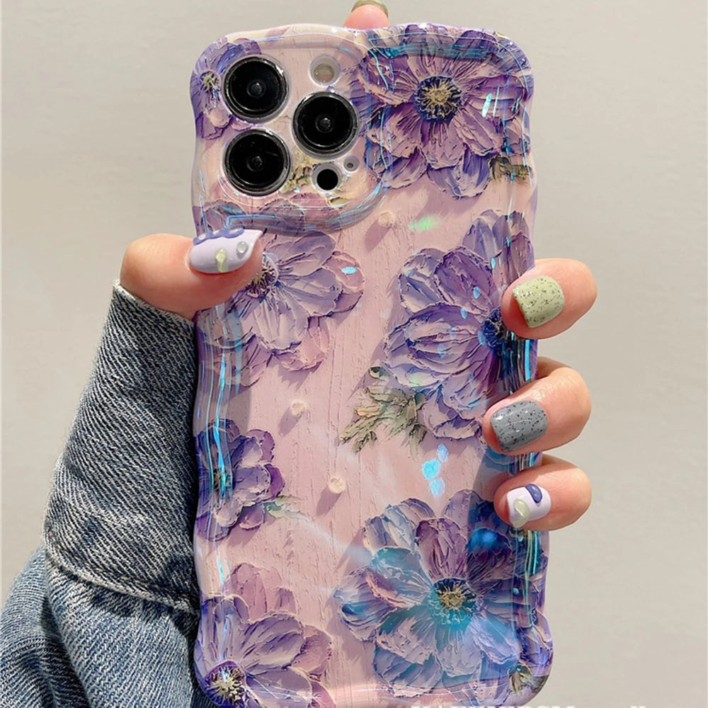 Retro-Ölgemälde iPhone Hülle – Luxuriöser Blumendruck, Stoßfest, für iPhone 11–16 Pro Max