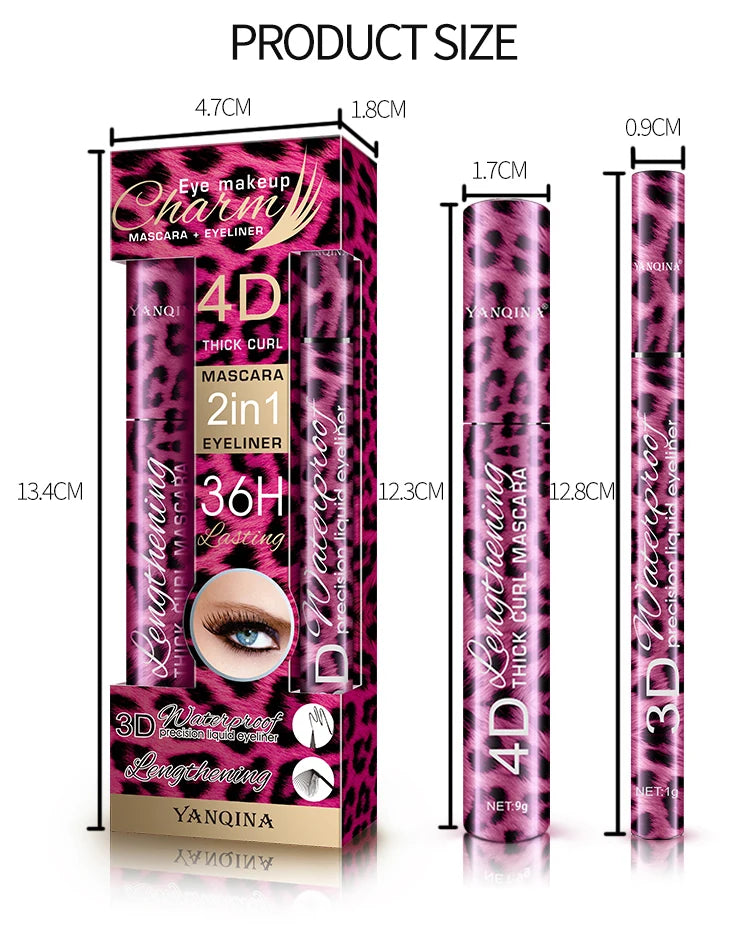 Yanqina flüssiger Eyeliner Bleistift 4d wasserdichte Mascara Set Kosmetik Eyeliner dicke Curling Mascara Augenbrauen Bleistift Augen Make-up