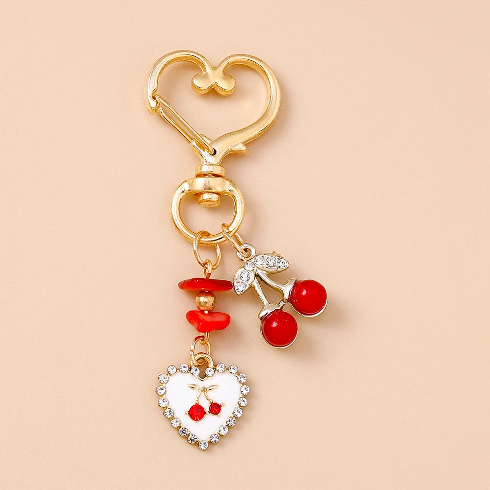Süße Schleife Liebe Herz Schlüsselanhänger Kristall Perle Schlüsselanhänger Anhänger für Frauen Mädchen Handtasche Dekor DIY handgemachte Schlüsselanhänger Geschenke
