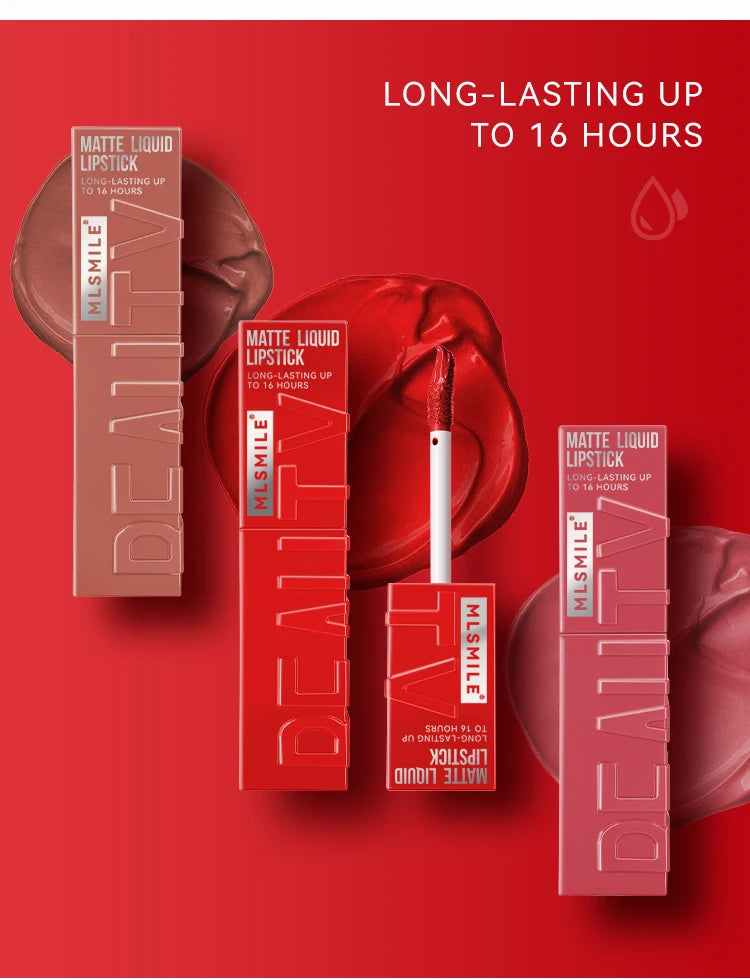 Matte Flüssig-Lippenstift 6 Farben – Langanhaltend, Wasserdicht, Sexy Nude/Rosa/Rot