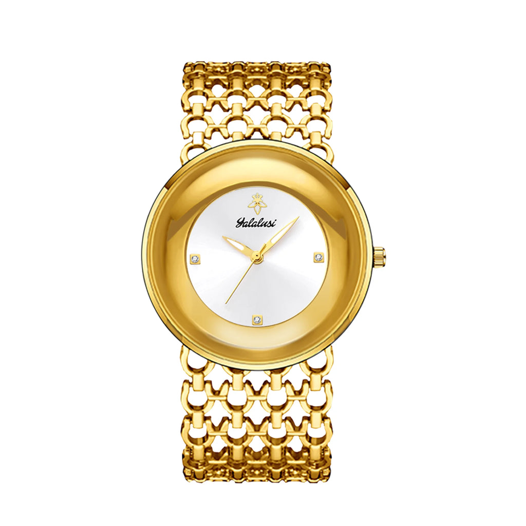 YaLaLuSi Damen-Quarzuhr Gold Luxus-Aktion Skelett-Armband-Design Box-Uhr Vergoldet
