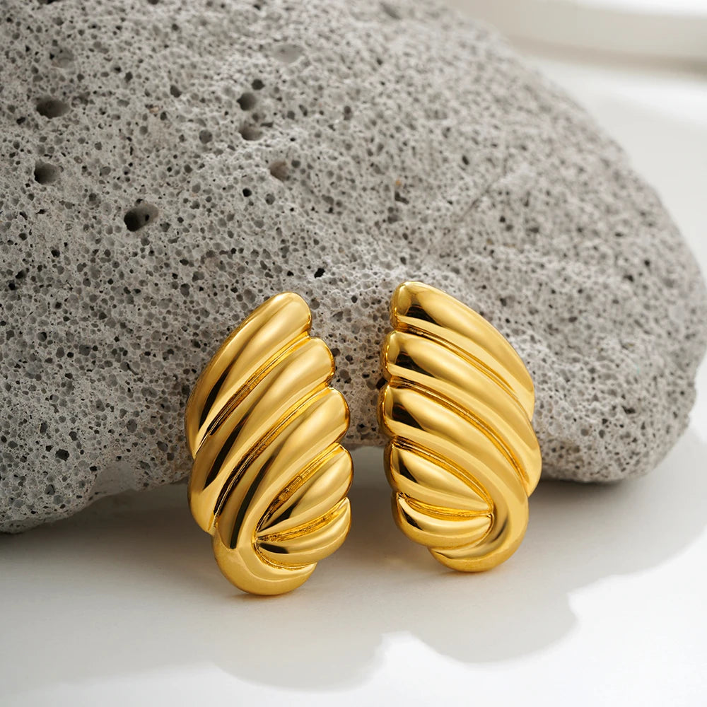 Mode Glänzende Drei-Schicht Strukturierte Kreuzung Knoten Ohrringe für Frauen Gold Farbe Edelstahl Ohrring Vintage-Schmuck Geschenk
