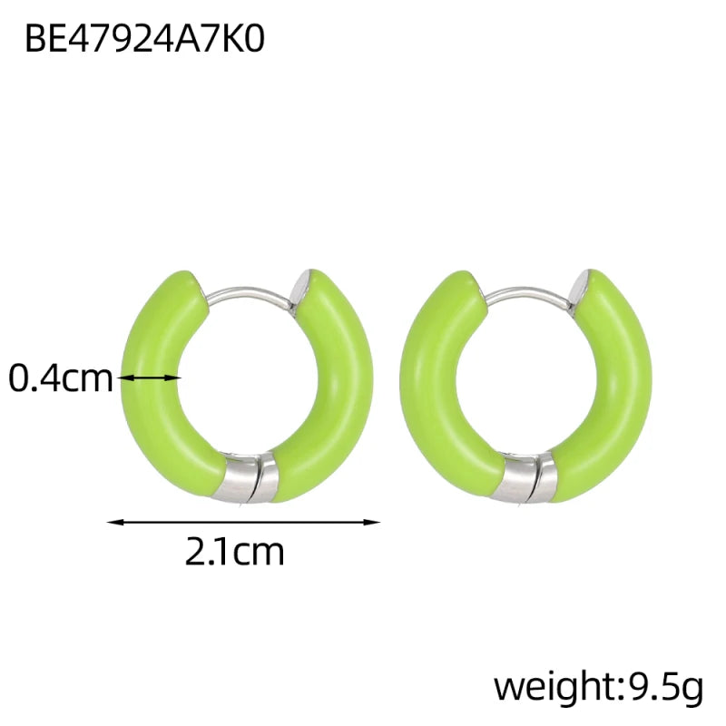Glamour Jewelry Edelstahl tropfendes Öl schwarz weiß bunte Emaille-Creolen geometrische Emaille-Ohrstecker für Frauen