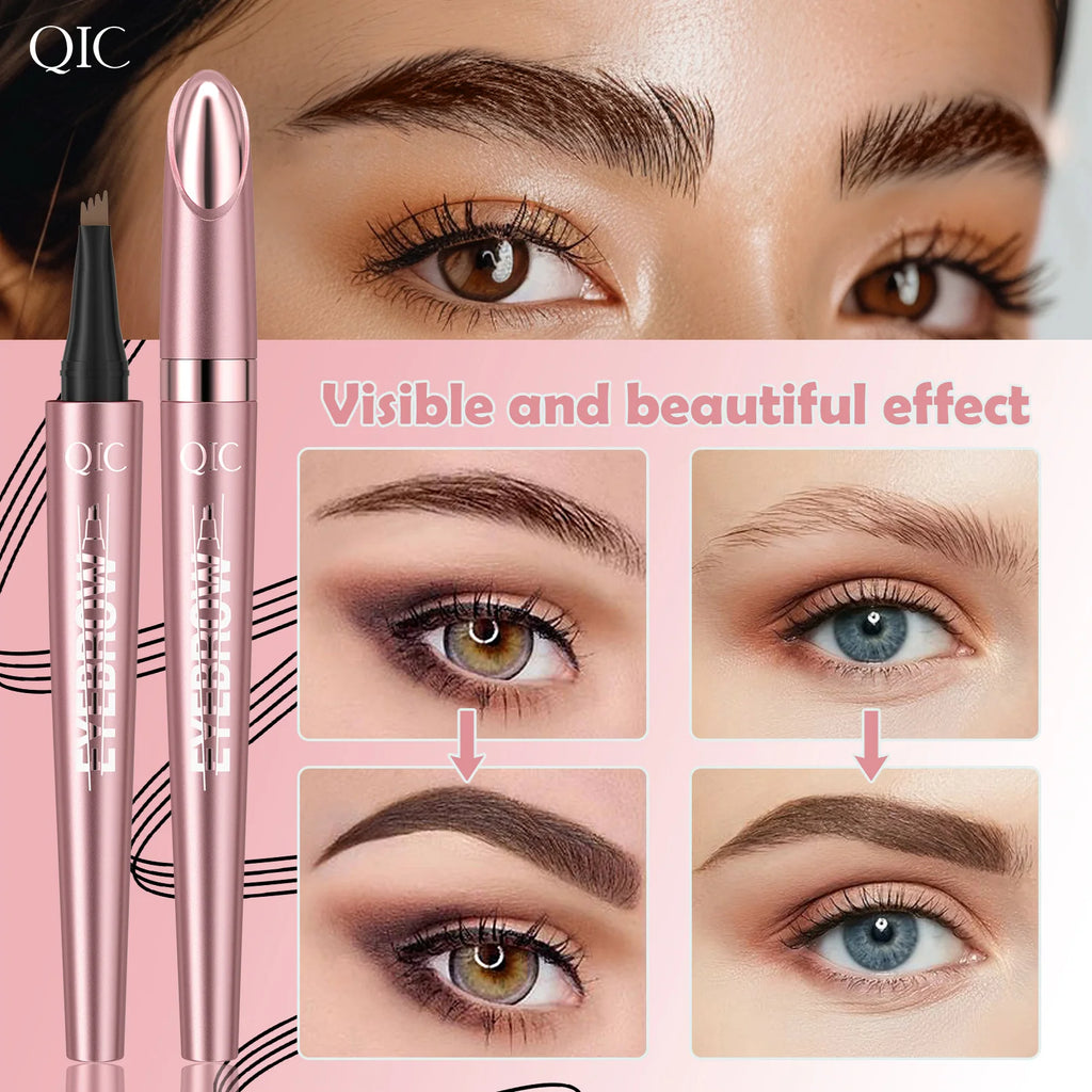 Augenbrauenstift mit 4 Gabelspitzen, 3D-Microblading, wasserfest, dunkelbraun, natürliche Farbe, feiner Strich, magischer Augenbrauenstift, 2024, neue Damen