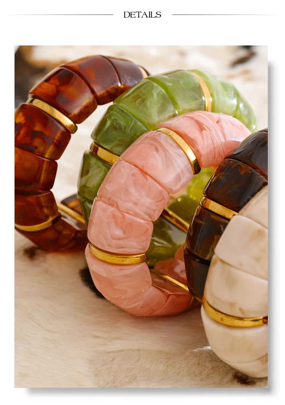 Yhpup elastisches Harz, Acryl, breites Armband, wasserdicht, trendig, Edelstahl, Handgelenk, heißer Verkauf, Statement-Schmuck, 2025, Geschenk