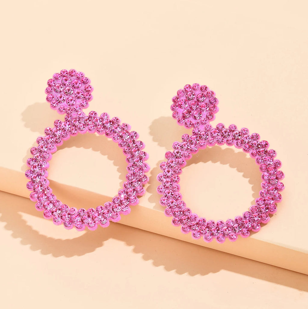 Handgemachte Punkt Diamant Tropfen Ohrringe für Frauen neue runde Mode schillernden Party Schmuck Geschenk