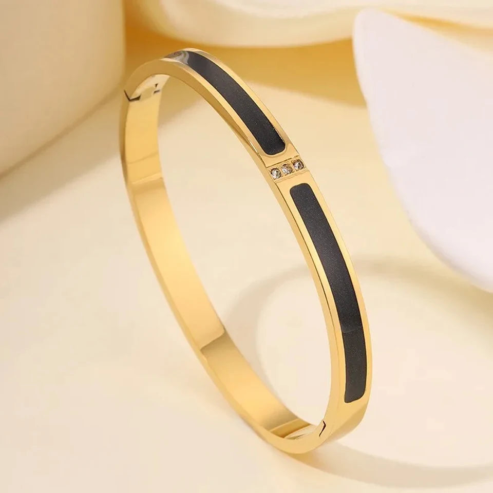 ZAKOL 5/1 Stück funkelndes Edelstahl-Armband-Set mit Zirkonia-Intarsien für Damen, stapelbare Armreifen, modisch, lichtecht, Schmuck, Geschenk