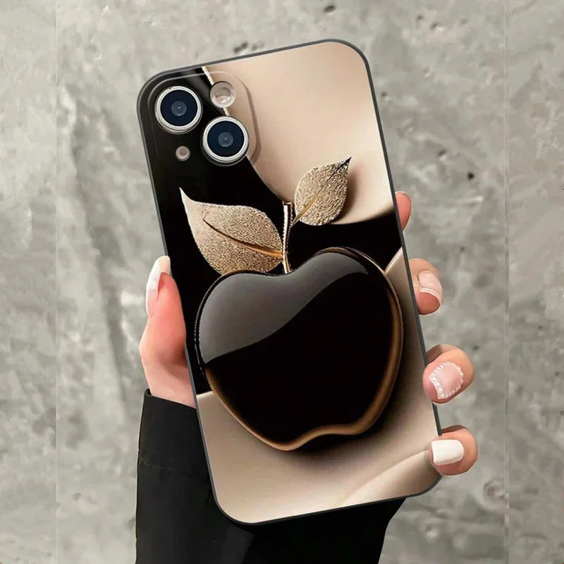 Luxuriöse Handyhülle mit Fruchtdruck für iPhone 16 15 14 13 12 11 X XR XS SE2 8 7 Plus Pro Max Mini Straight-Edge-Silikon-Rückseite