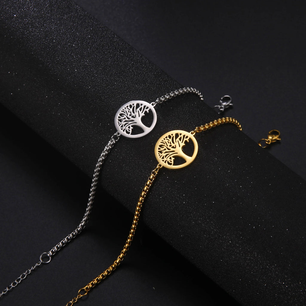 Edelstahl-Armband mit Lebensbaum-Anhänger – Klassischer Schmuck für Damen und Herren