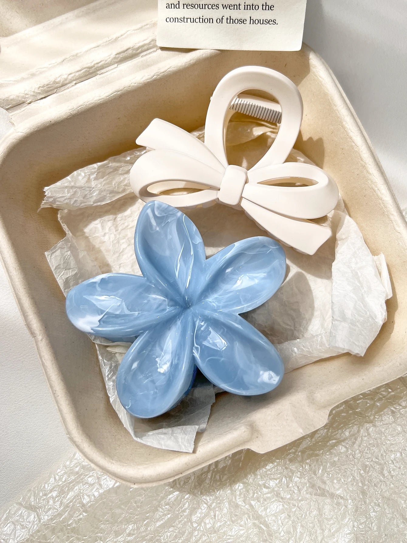 Hawaiianische Blumenkrallenklammern für Frauen, Blumen-Haarklammern mit Marmorader für dünnes Haar, süßer Strand-Haarschmuck