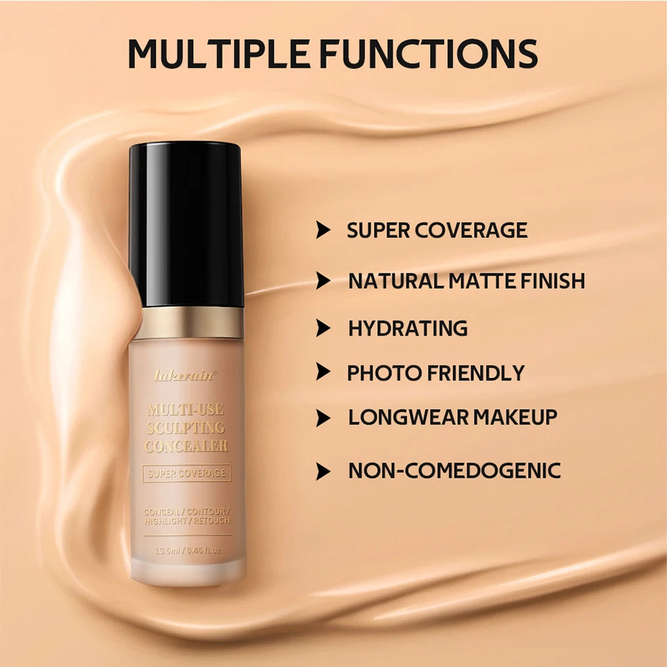 Lakerain 5-Farben-wasserfester Concealer, matt, hohe Deckkraft, ölkontrollierende Grundierung für Aknenarben und Augenringe, Kosmetika