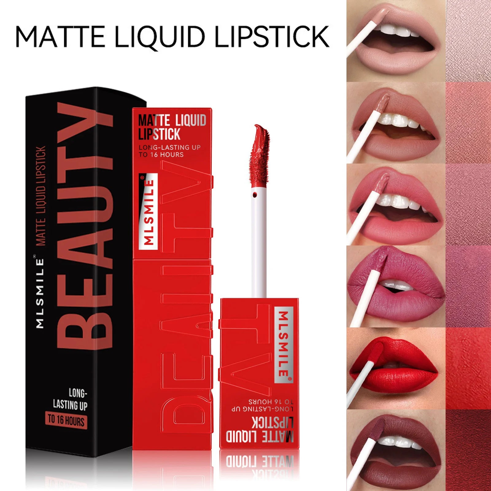 Matte Flüssig-Lippenstift 6 Farben – Langanhaltend, Wasserdicht, Sexy Nude/Rosa/Rot