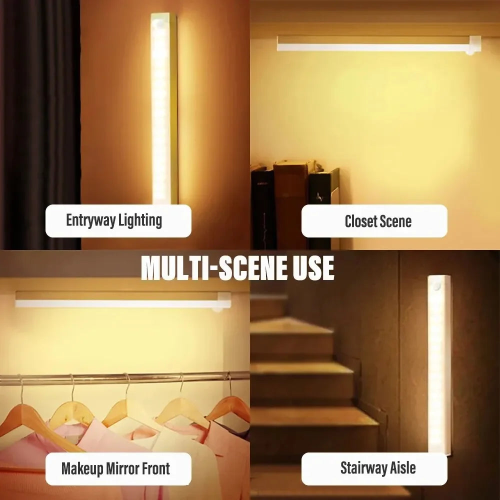 LED-Bewegungs sensor Licht drahtlose LED Nachtlicht Typ C wiederauf ladbare Lichts chrank Kleider schrank Lampe Treppe Hintergrund beleuchtung für die Küche