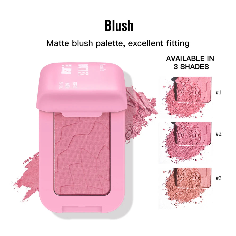 Professionelles Puder-Rouge – 12 Stunden Halt, Vegane Formel, Rosa & Creme