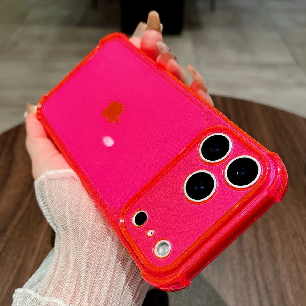 Stoßfeste, neonweiche, transparente TPU-Hülle für iPhone 17 Pro Max 16 15 14 13 12 11 XR XS X 7 8 Plus Kameraschutz-Silikonhülle