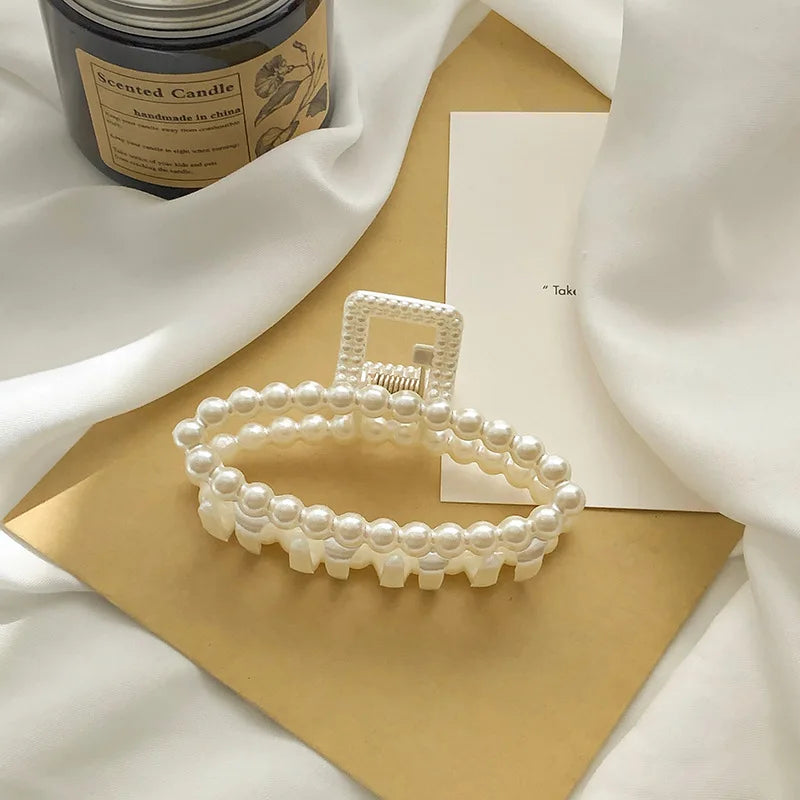 Koreanische Imitation Perle Haarnadeln Geometrische Haar Krallen Bad Große Fang Clip Shark Clip Zurück Kopf Haar Clip Frauen Haar Zubehör