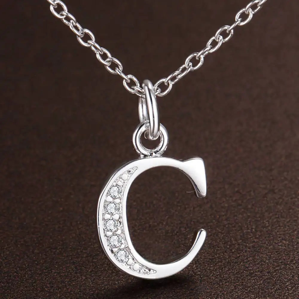26 Buchstaben 925 Sterling Silber Halskette Anhänger Zirkon für Frauen exquisite Student Freundin Schmuck Zubehör Hochzeitsgeschenk