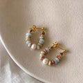 Urlaubsstil-Design, Naturstein-Perlen-Perlen-Anhänger-Ohrringe für Frauen und Mädchen, 2024, Modeschmuck, ungewöhnliche Accessoires