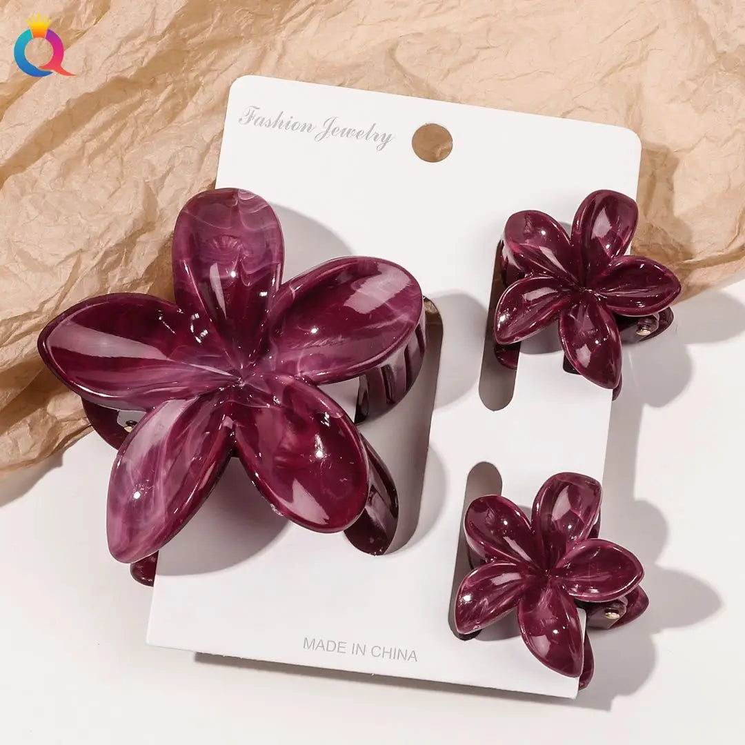 Hawaiianische Blumenkrallenklammern für Frauen, Blumen-Haarklammern mit Marmorader für dünnes Haar, süßer Strand-Haarschmuck