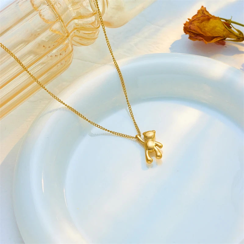 XIYANIKE 316L Edelstahl Halskette Bär Anhänger Kette Zubehör für Frauen Neue Trends Weihnachten Mädchen Schmuck Geschenke Collier