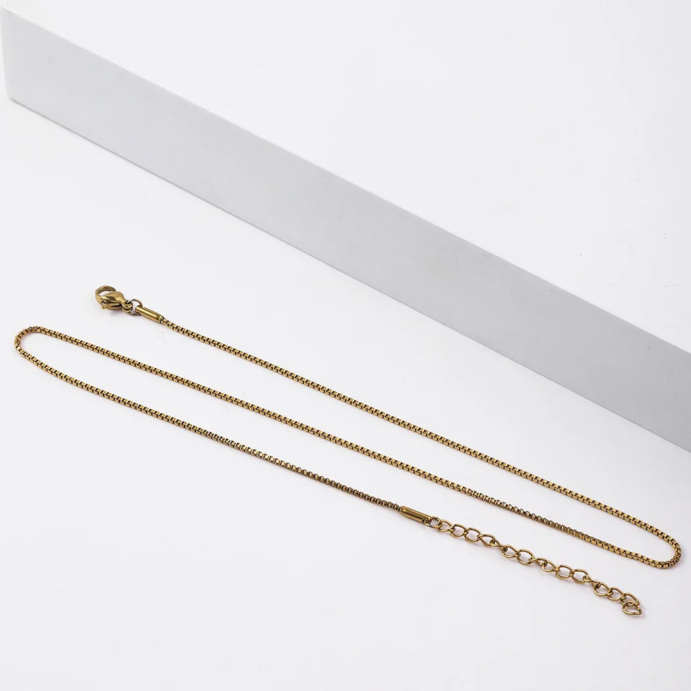 1,2mm Einfache Edelstahl Box Kette Halskette Gold Farbe Titan Stahl Männer Halskette Mode Frauen Schmuck Trend Zubehör