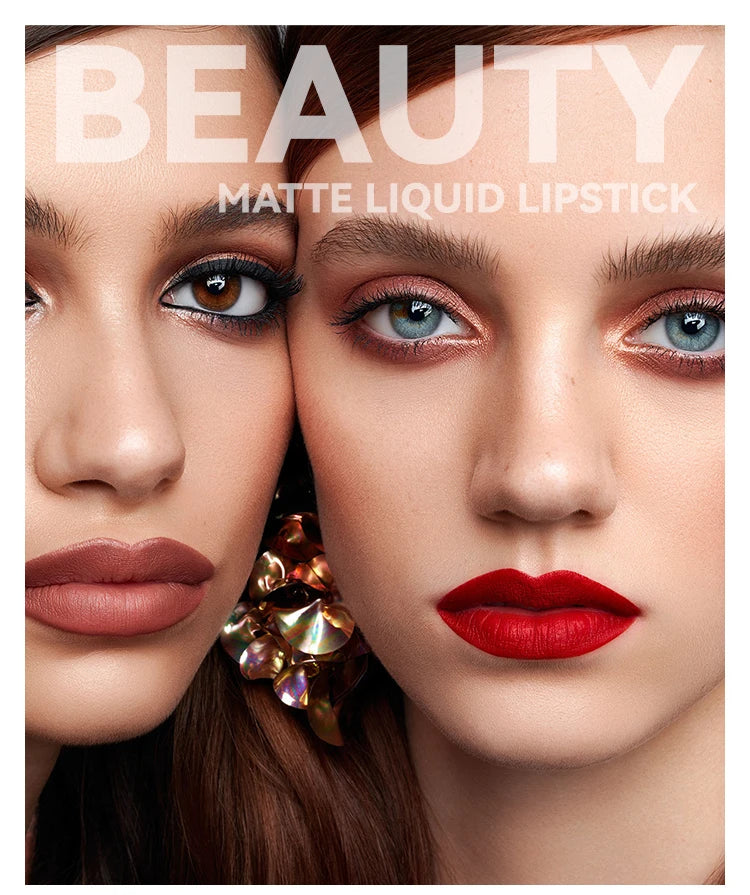 Matte Flüssig-Lippenstift 6 Farben – Langanhaltend, Wasserdicht, Sexy Nude/Rosa/Rot