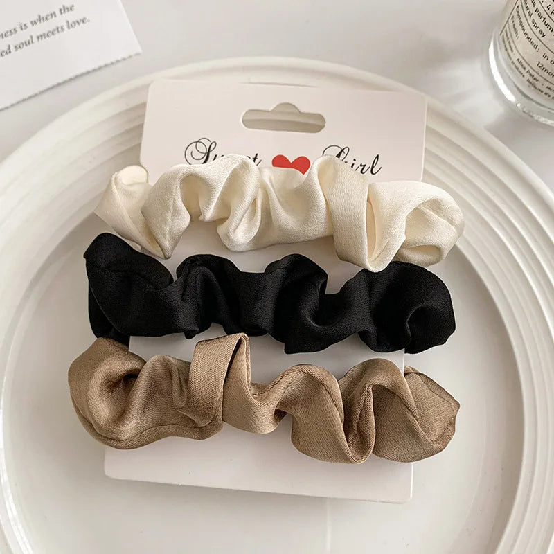 Satin Scrunchies für Frauen | Set Elastische Haarbänder