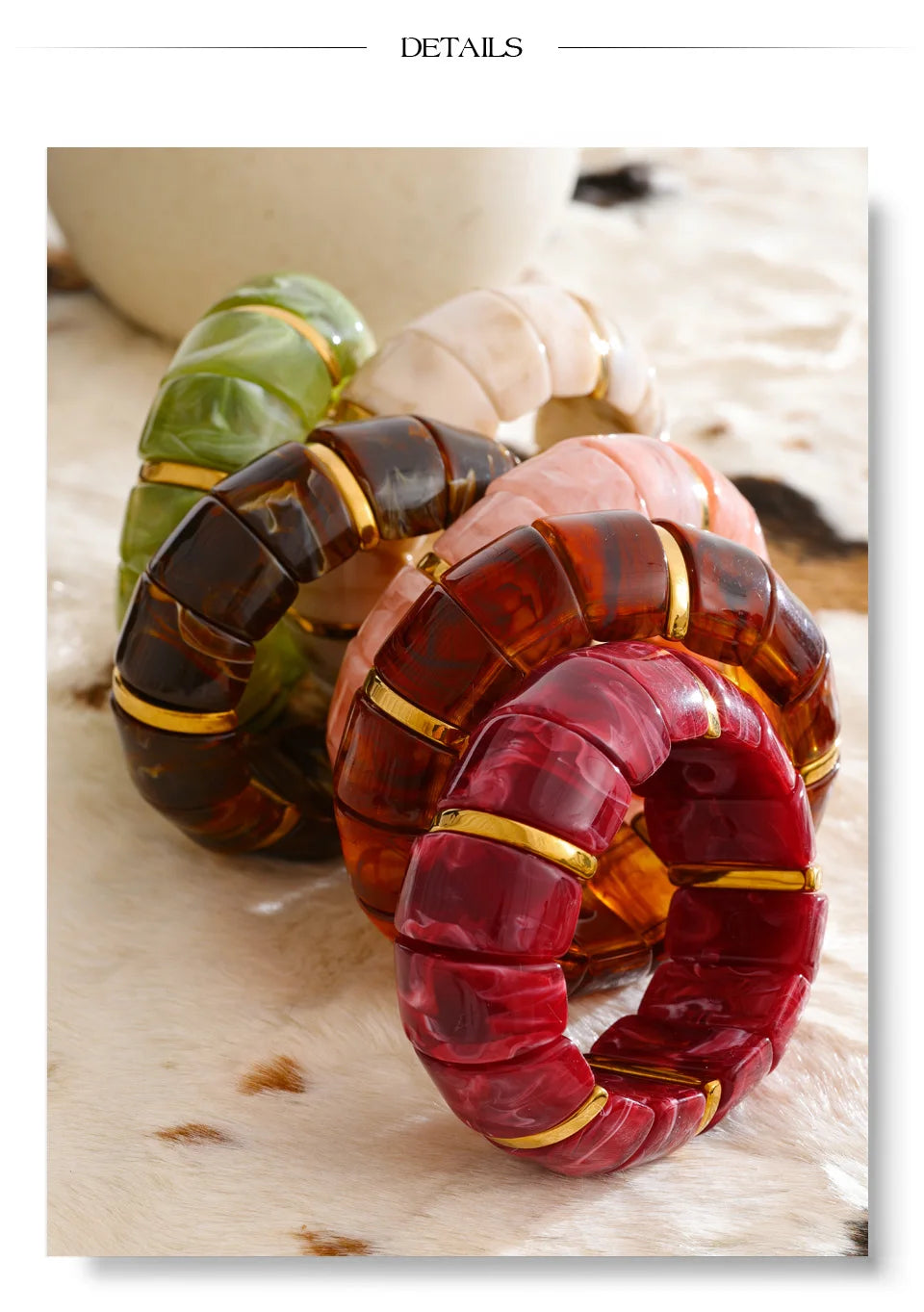 Yhpup elastisches Harz, Acryl, breites Armband, wasserdicht, trendig, Edelstahl, Handgelenk, heißer Verkauf, Statement-Schmuck, 2025, Geschenk