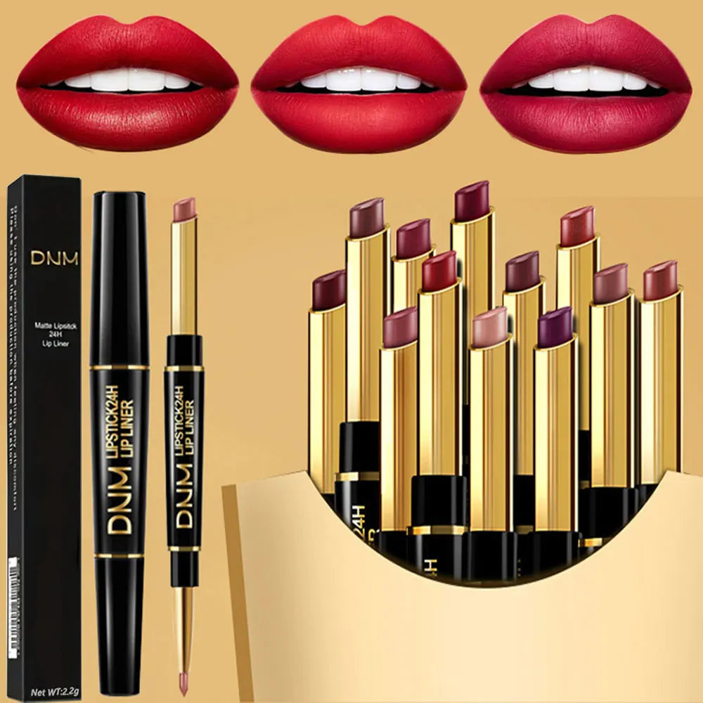 Doppelseitiger Lippenstift & Lipliner – hochpigmentiert, wasserfest, langanhaltend