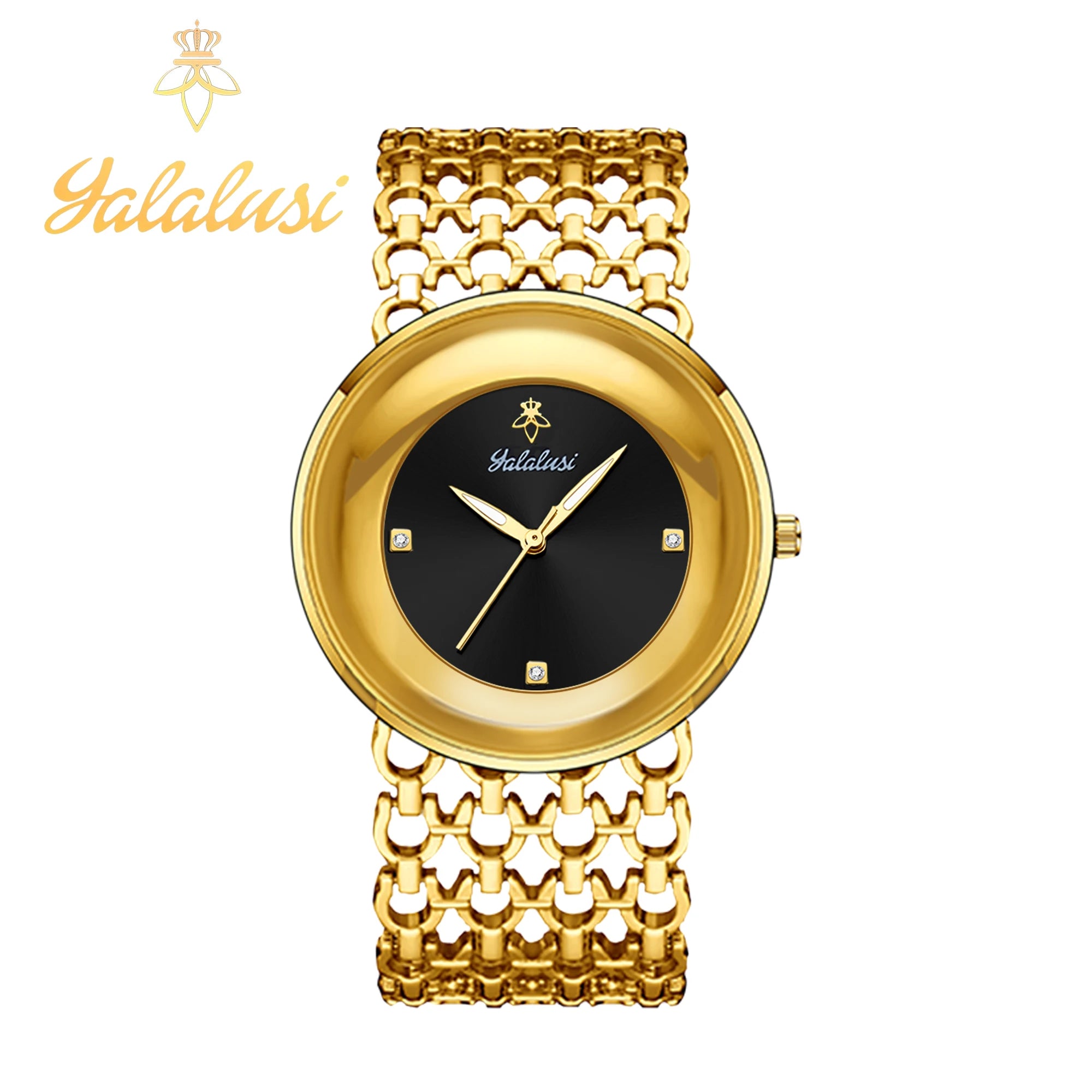 YaLaLuSi Damen-Quarzuhr Gold Luxus-Aktion Skelett-Armband-Design Box-Uhr Vergoldet