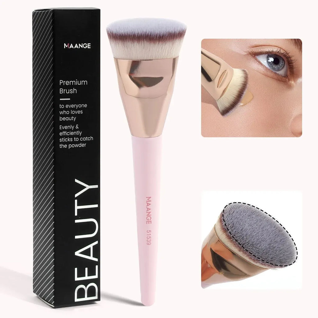 MAANGE Flachkopf-Grundierungspinsel mit Box – Für Puder, Rouge & Concealer