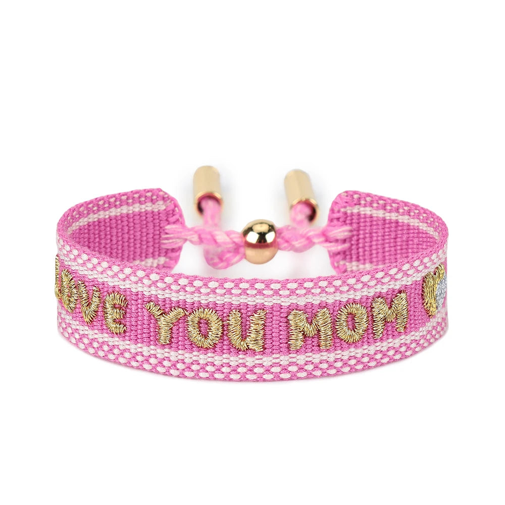 BEST MOM Stickerei-Armbänder, verstellbares Armband, Geschenk für Super-Mama