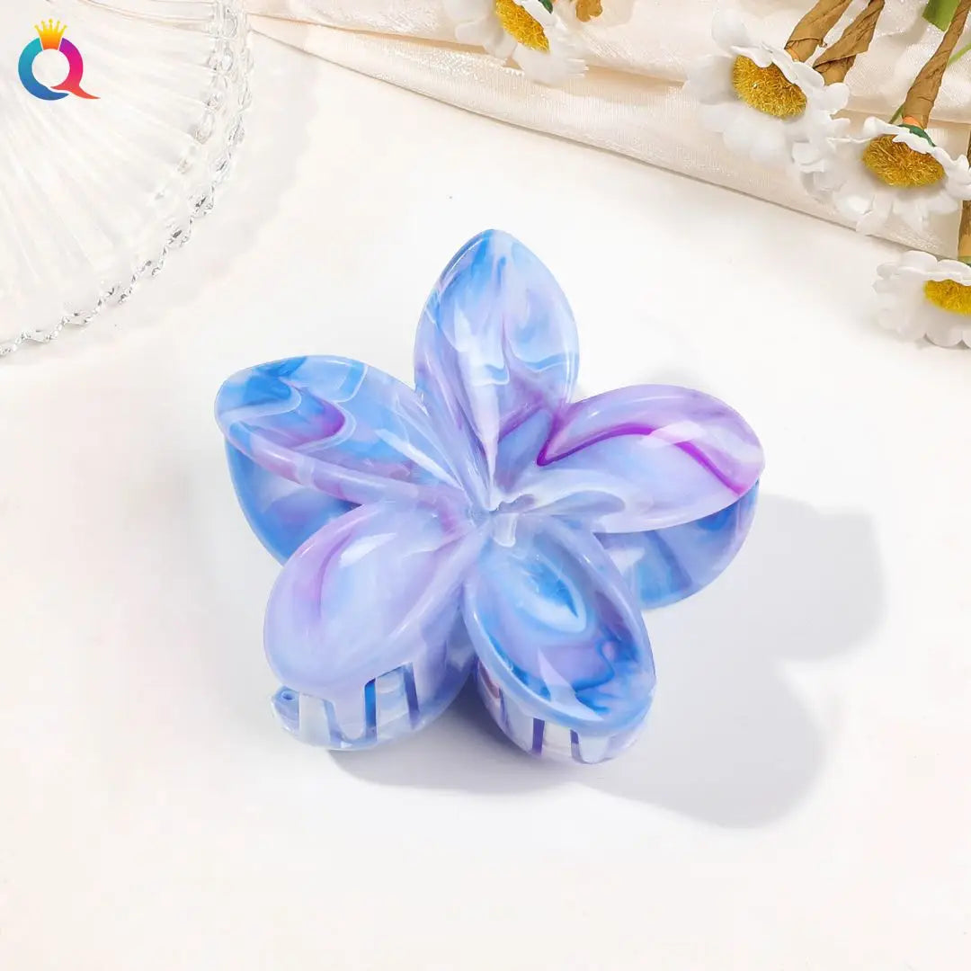 Hawaiianische Blumenkrallenklammern für Frauen, Blumen-Haarklammern mit Marmorader für dünnes Haar, süßer Strand-Haarschmuck