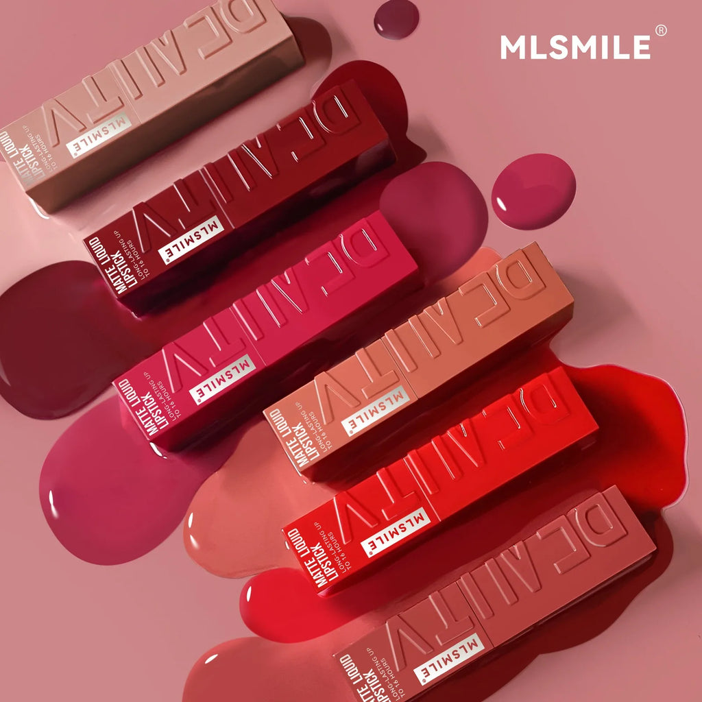 Matte Flüssig-Lippenstift 6 Farben – Langanhaltend, Wasserdicht, Sexy Nude/Rosa/Rot