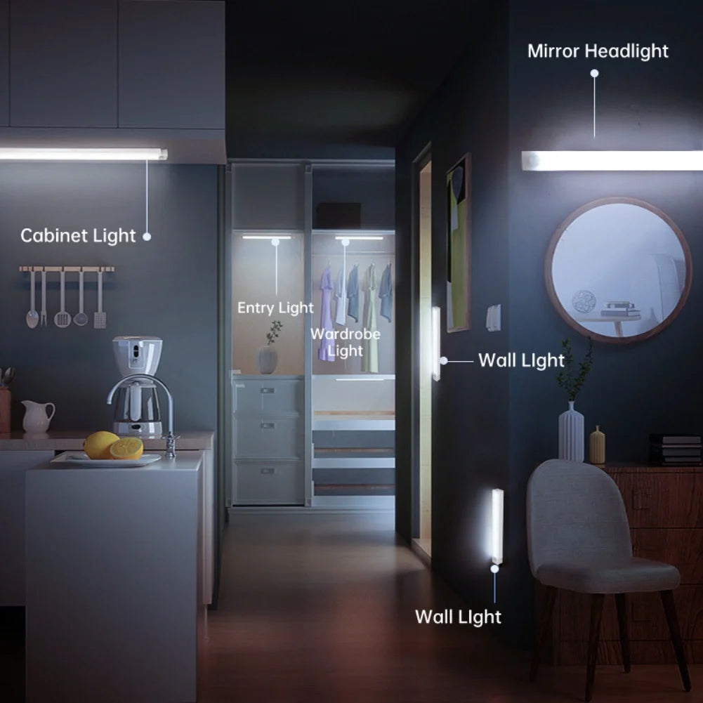 LED-Bewegungs sensor Licht drahtlose LED Nachtlicht Typ C wiederauf ladbare Lichts chrank Kleider schrank Lampe Treppe Hintergrund beleuchtung für die Küche