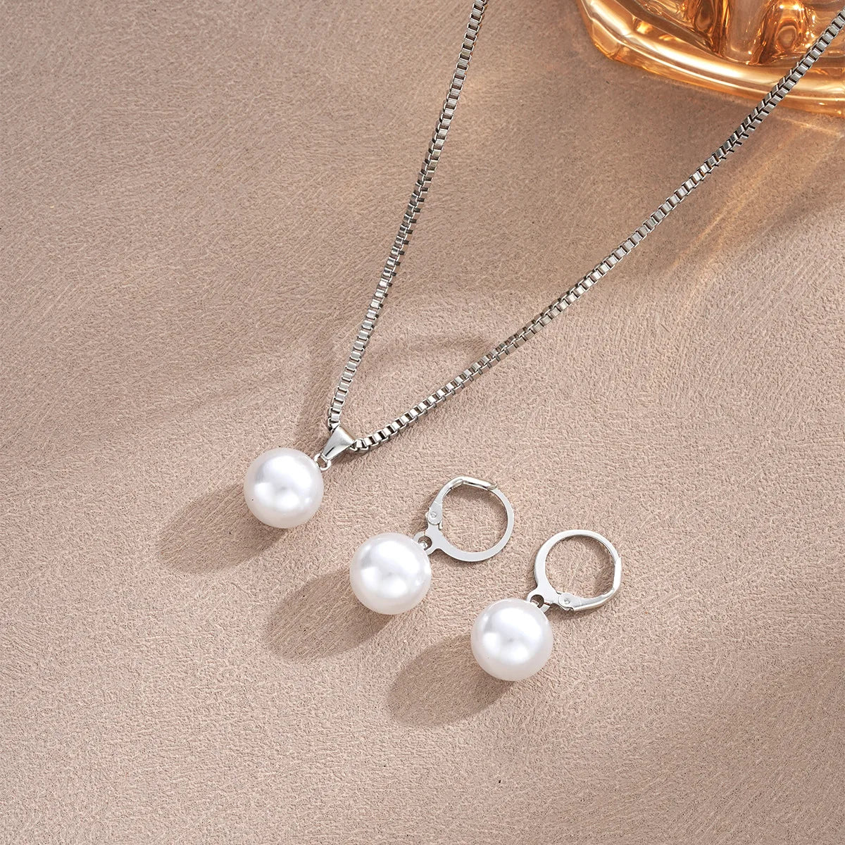 Mode Perlen Schmuck Set Für Frauen Baumeln Ohrringe Anhänger Halskette Einfache Zierliche Täglichen Tragen Outfit Party Zubehör