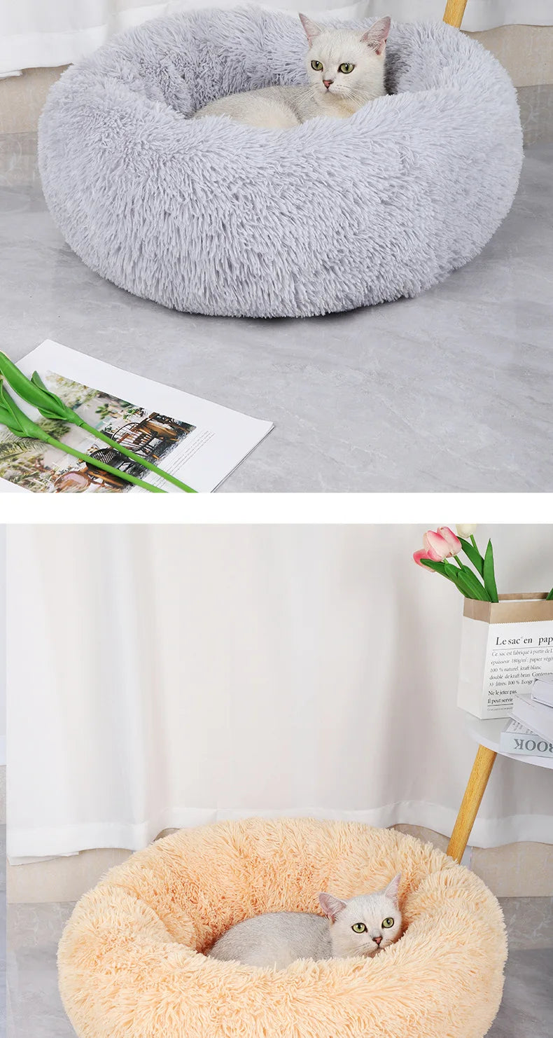 Plüsch-Haustiernest rund | Warmes Katzen- & Hundenes