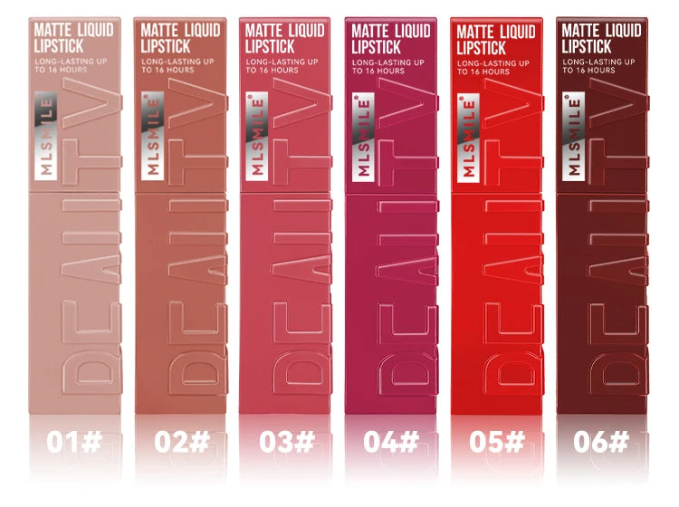 Matte Flüssig-Lippenstift 6 Farben – Langanhaltend, Wasserdicht, Sexy Nude/Rosa/Rot
