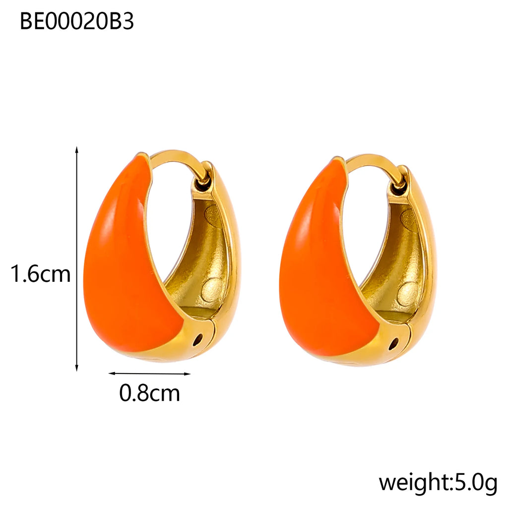 Glamour Jewelry Edelstahl tropfendes Öl schwarz weiß bunte Emaille-Creolen geometrische Emaille-Ohrstecker für Frauen