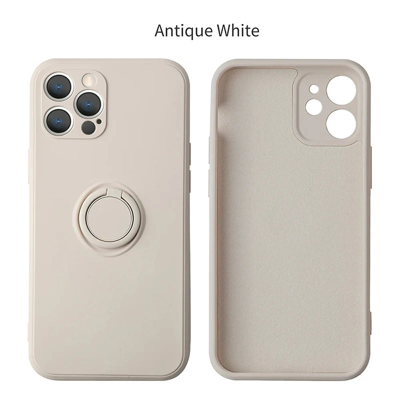 Flüssiges Silikon, magnetische Halterung, Ring-Telefonhüllen für iPhone 15 14 13 12 11 Pro Max Mini X XS XR 8 7 Plus, stoßfeste Rückseite