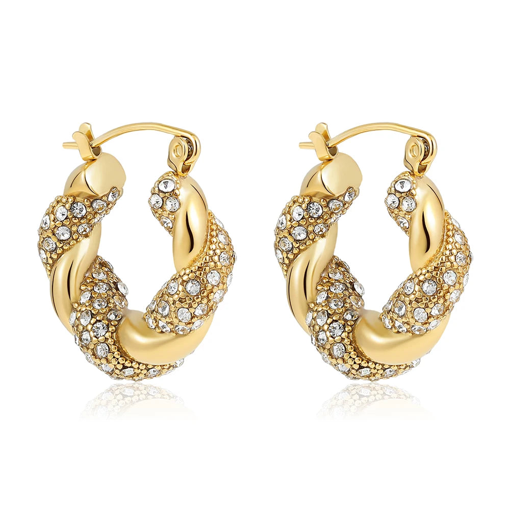Mode CZ Zirkon Runde Huggie Creolen für Frauen Geometrische U Form Ohr Schnalle Hoops Vergoldet Edelstahl Schmuck