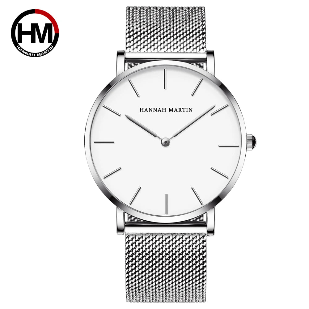 Hannah Martin Ultra Dünne Quarz Männer Uhr Edelstahl Mesh Uhren Männer Einfache Mode Business Japan Armbanduhr Uhr Männlich