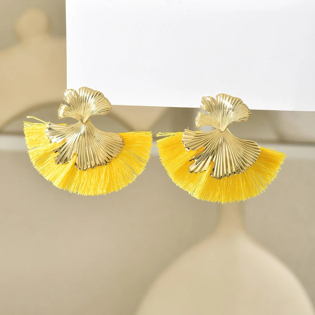 Mode Böhmen Lange Blätter Quaste Ohrringe für Frauen Ethnische Große Tropfen Ohrringe Aussage Ohrring Modeschmuck pendientes