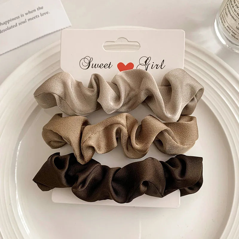 Satin Scrunchies für Frauen | Set Elastische Haarbänder