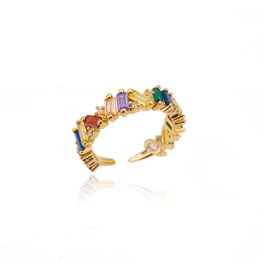 Bunte Zirkon Ringe Für Frauen Gold Farbe Edelstahl Farbige Zirkonia Ring Luxus Mode Hochzeit Schmuck Geschenk