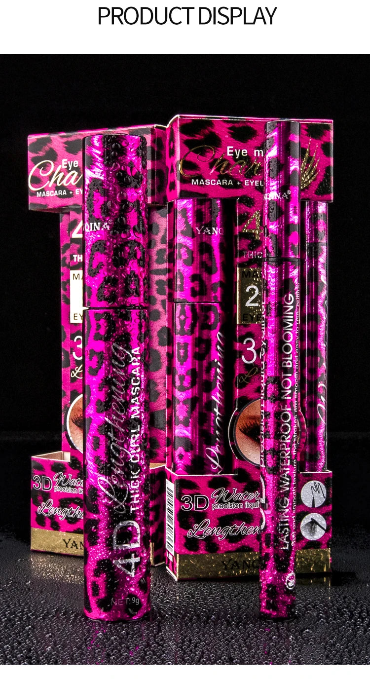 Yanqina flüssiger Eyeliner Bleistift 4d wasserdichte Mascara Set Kosmetik Eyeliner dicke Curling Mascara Augenbrauen Bleistift Augen Make-up