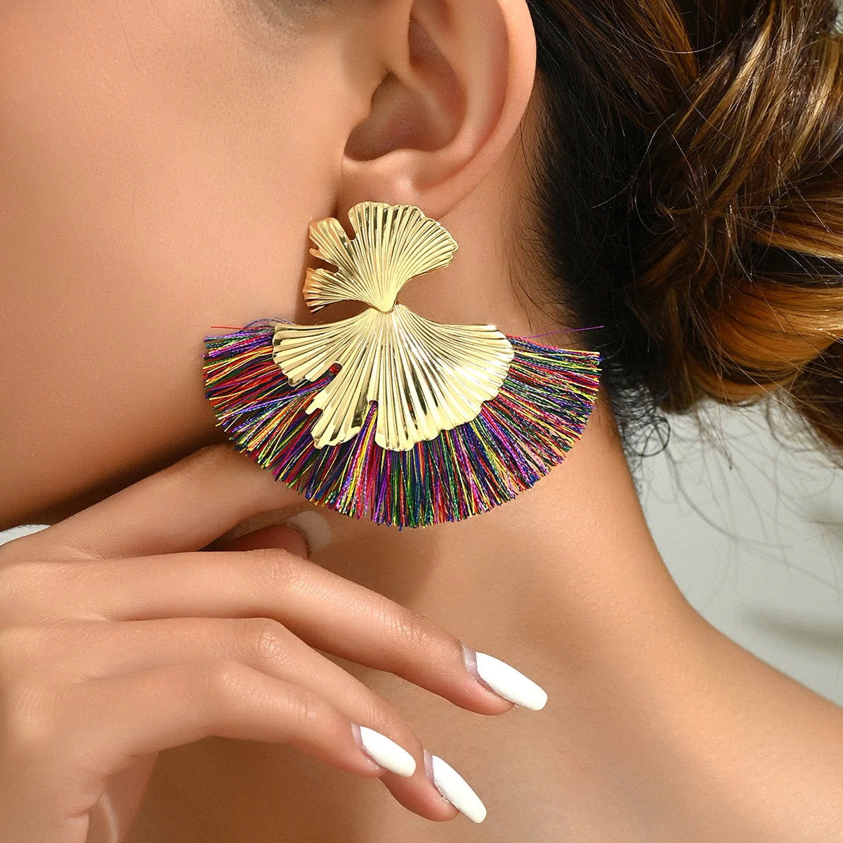 Mode Böhmen Lange Blätter Quaste Ohrringe für Frauen Ethnische Große Tropfen Ohrringe Aussage Ohrring Modeschmuck pendientes