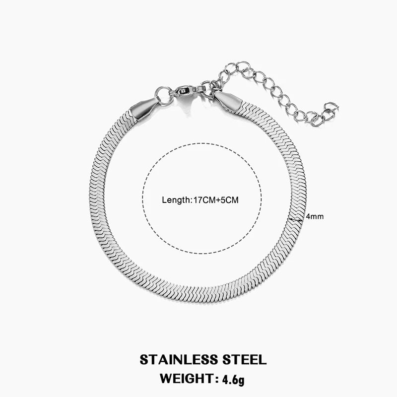 Heiße klassische Unisex flache Schlangenkette Halsband Halskette für Frauen Edelstahl Fischgrätenmuster Gold Silber Farbe Modeschmuck Geschenk